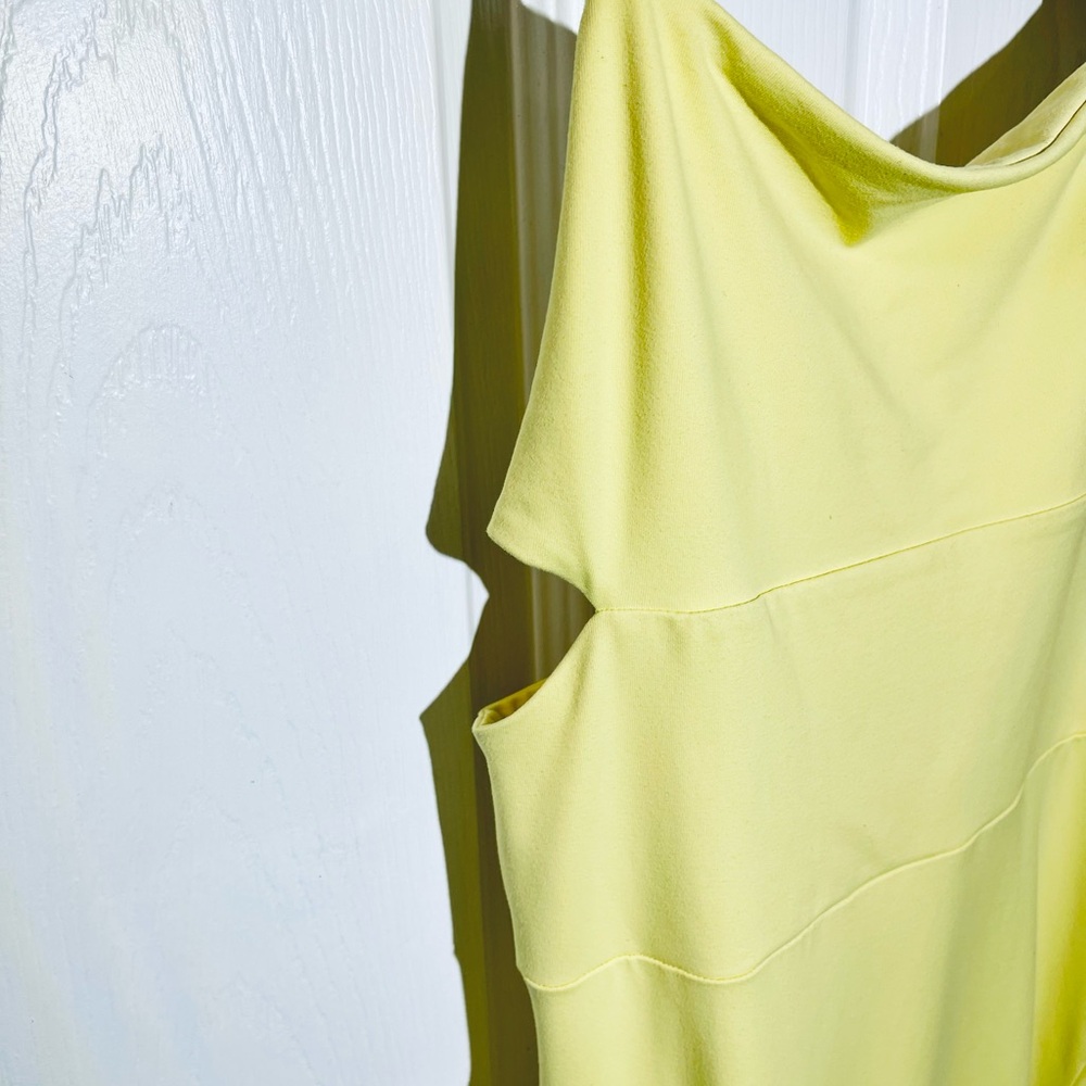 Susana Monaco Maxi Dress Nylon Stretch Fit & Flare Yellow Sz L - Picture 7 of 13